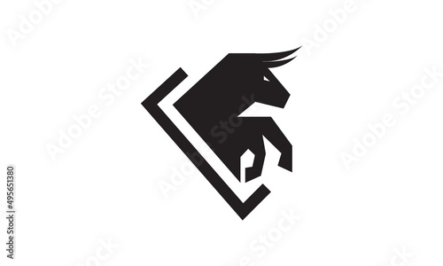 Silhouette logo design inspiration bull out the window