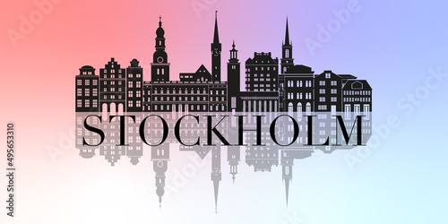 Sweden Stockholm town silhouette