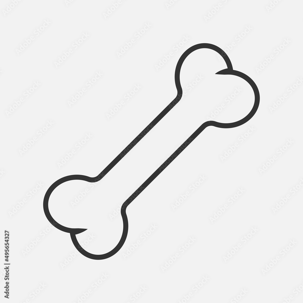 Outline bone dog icon isolated flat design vector illustration. Outline bone dog icon isolated flat design vector illustration.