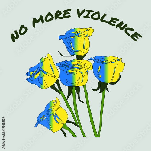 Roses with gradient colors of the ukrainian war conflict russia