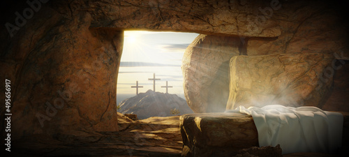 Canvastavla Crucifixion and Resurrection