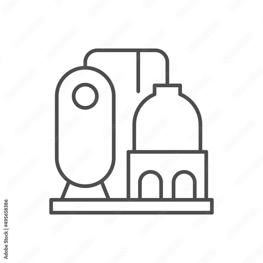 Oil refinery station line outline icon