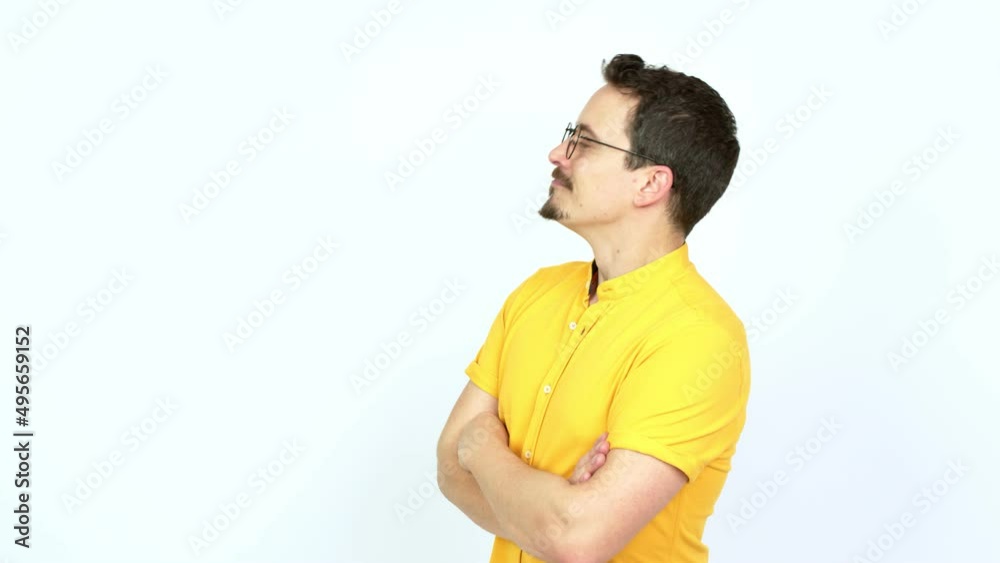 Man looking side over isolated background