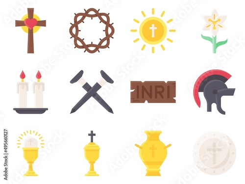 Holy week related flat icon set 4, vector illustration