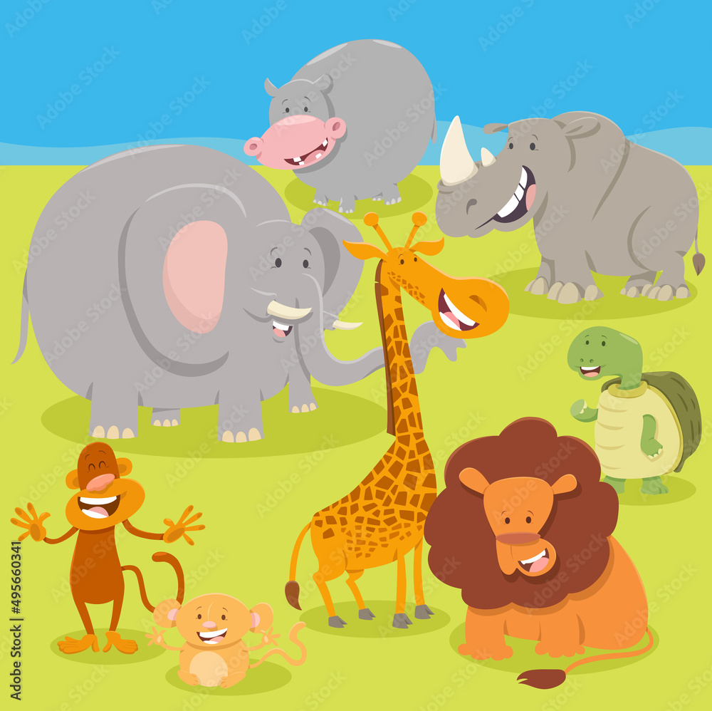 cartoon wild Safari animal characters group cartoon wild Safari animal characters group
