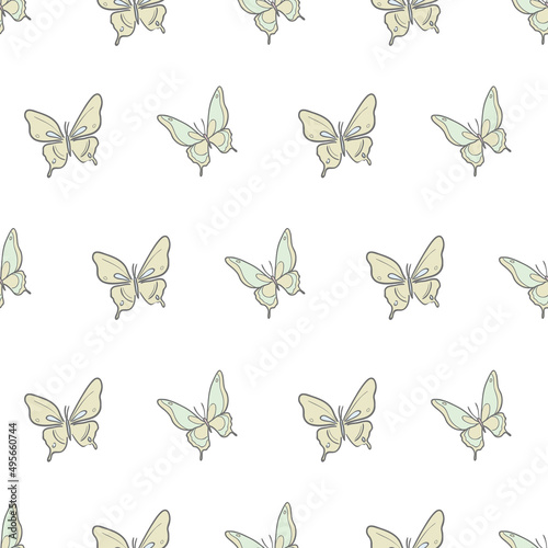 Spring butterfly vector pattern background. © Kati Moth