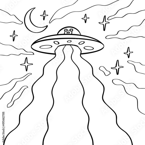 Hand drawn ufo. Vector illustration EPS10