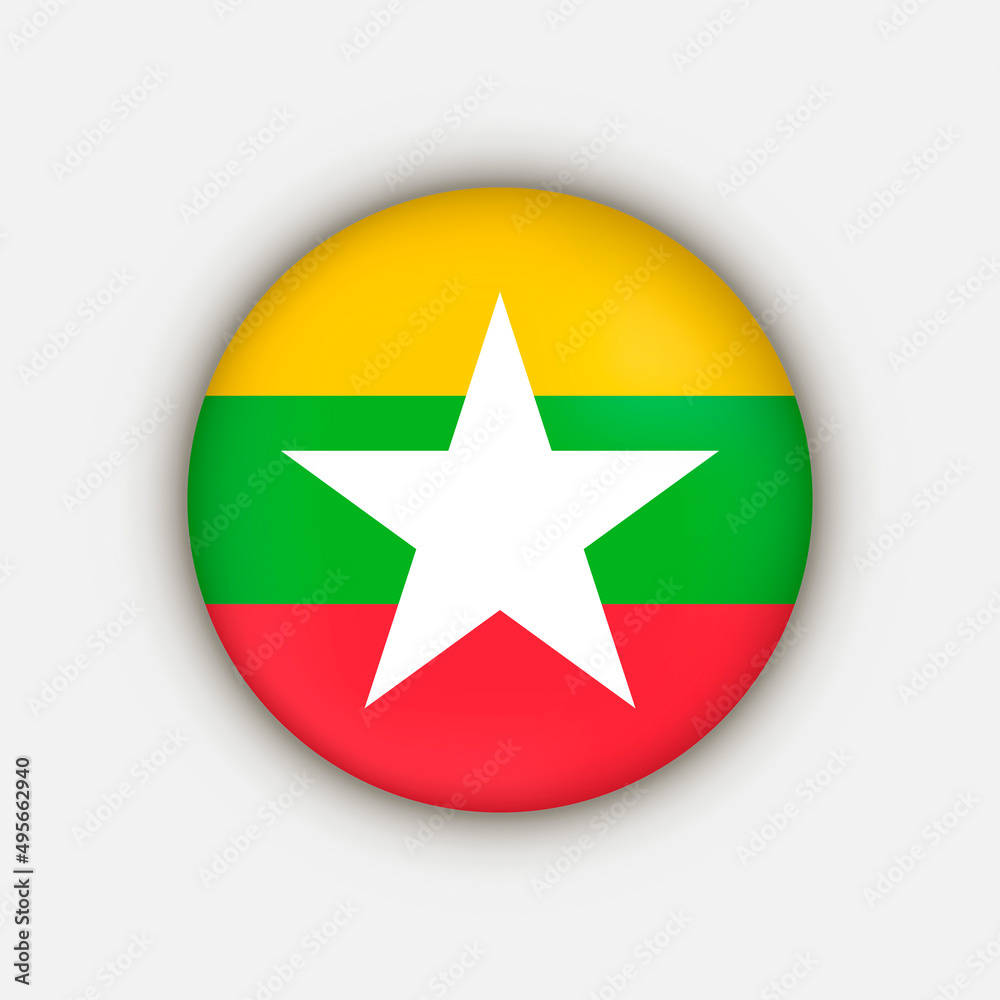 Country Myanmar. Myanmar flag. Vector illustration. Country Myanmar. Myanmar flag. Vector illustration.