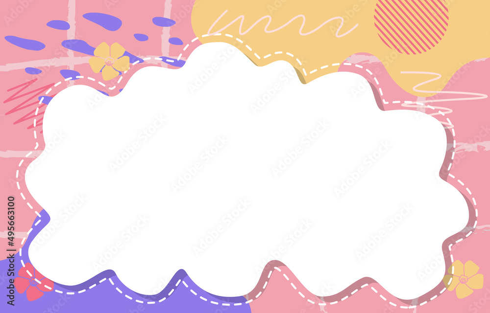 Cute Doodle Frame Memphis Background Abstract Vector Design