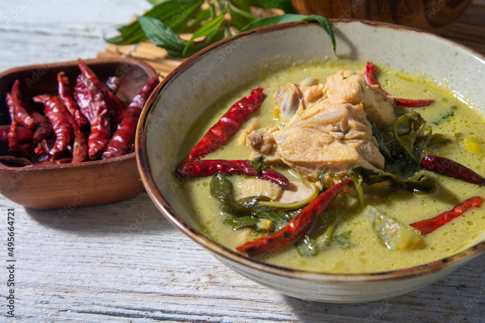 Green curry with chicken. Green curry with chicken.