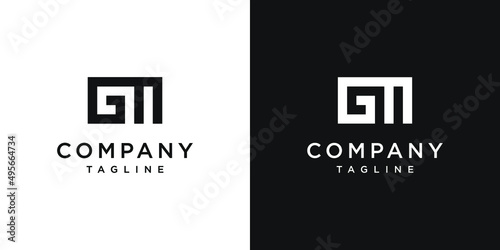 Creative Letter GM Monogram Logo Design Icon Template White and Black Background photo