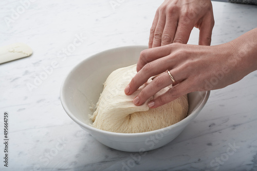 bread dough kneading photo