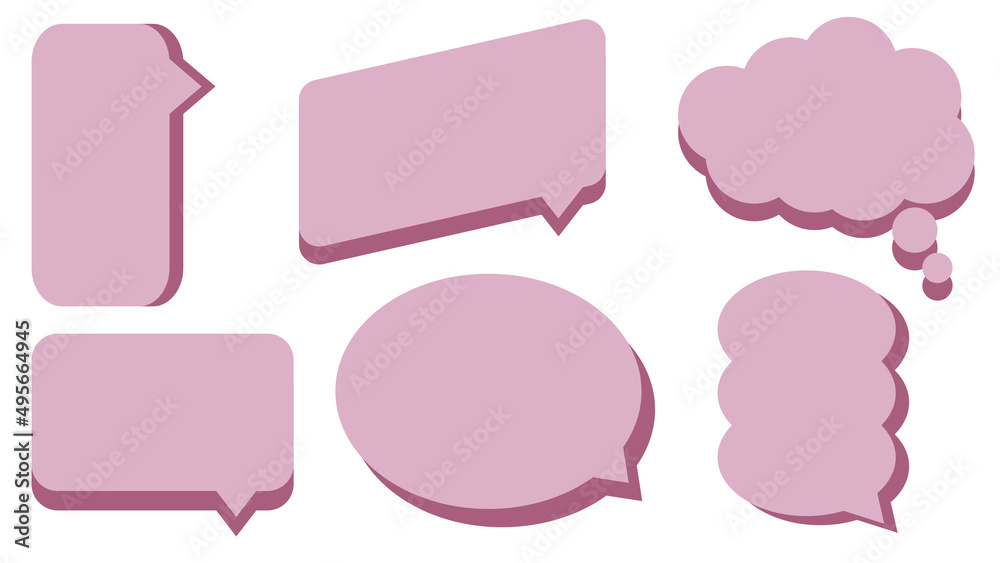 set of blank pink speech bubble, conversation box, chatbox, speaking box, thinking balloon, message box, cloud bubble set of blank pink speech bubble, conversation box, chatbox, speaking box, thinking balloon, message box, cloud bubble