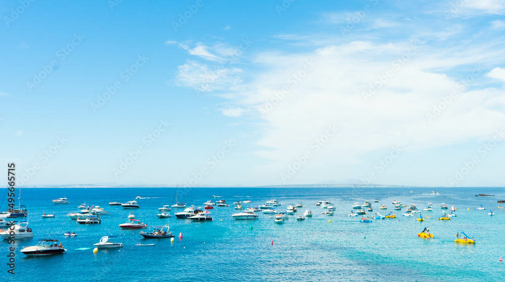 A lot of boats in mediterranean beach A lot of boats in mediterranean beach