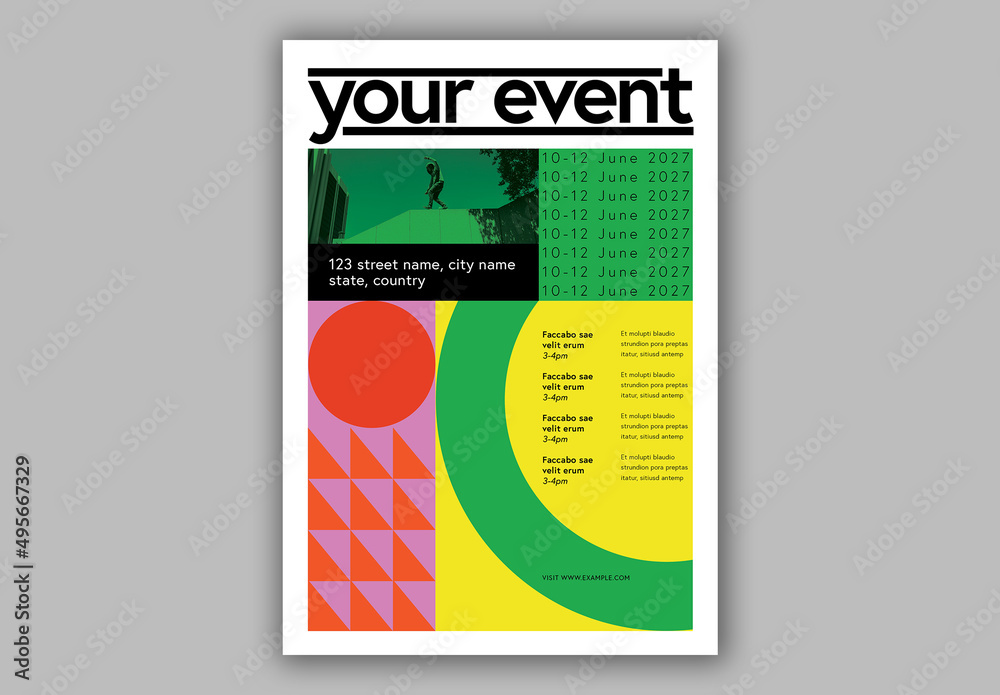 Bold Geometric Event Poster Layout Stock Template Adobe Stock