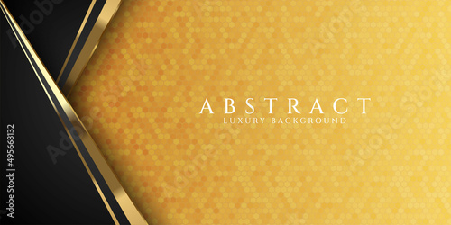 Abstract luxury Black gold background with hexagonal shapes
