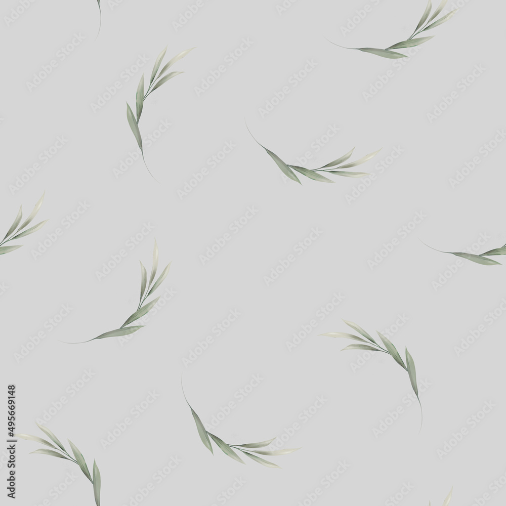 Seamless floral pattern with greenery on summer background, watercolor illustration. Template design for textiles, interior, clothes, wallpaper. Floral print Seamless floral pattern with greenery on summer background, watercolor illustration. Template design for textiles, interior, clothes, wallpaper. Floral print