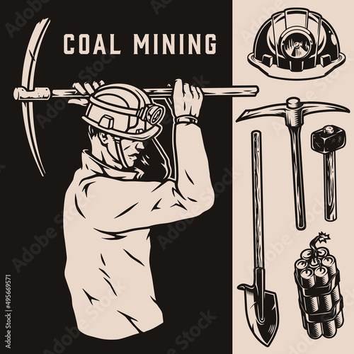 Monochrome design of coal mining tools