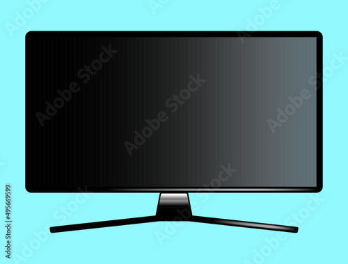 TV 4K flat screen lcd, plasma, tv mock up,black blank HD monitor mockup. Modern video panel black flatscreen .Isolated on blue background. Widescreen show your business presentation on display device