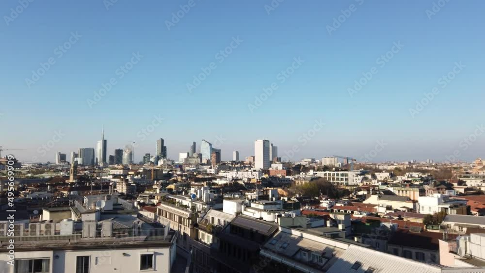 Panoramic 180 degrees wide shot of Milan Italy central area and citylife area Panoramic 180 degrees wide shot of Milan Italy central area and citylife area