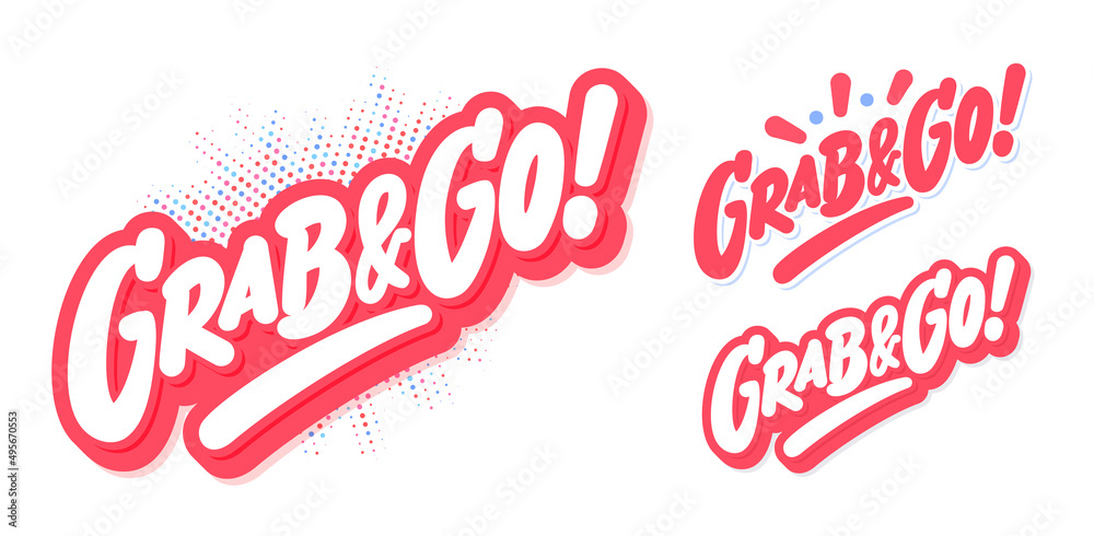 Grab and Go. Vector lettering banners set. Stock Vector | Adobe Stock