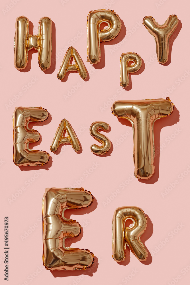 Naklejka premium alphabet-shaped balloons form text happy easter