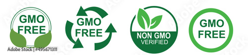 GMO-free icons. Non-GMO label set.