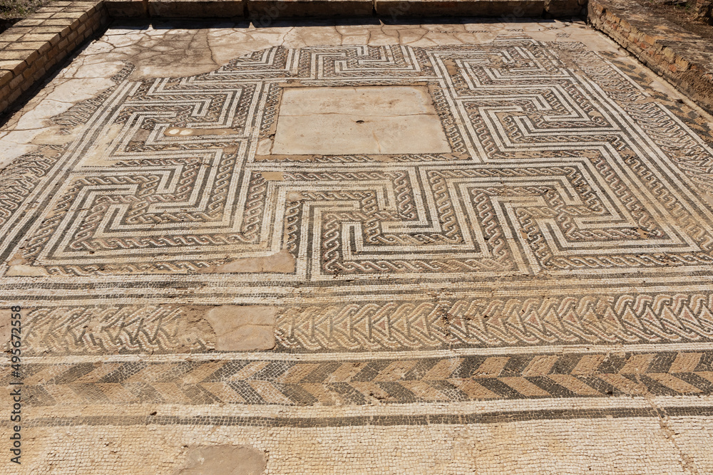 Mosaic in Isis' temple in Italica, an archaeological site at the outskirts of Seville