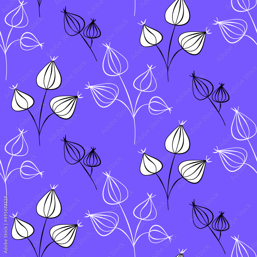 Obraz premium Vector seamless half-drop pattern, with bud