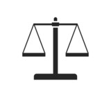 Balance and justice symbol flat illustration.
