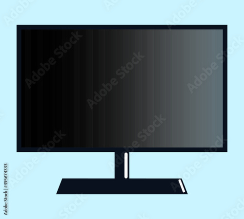 TV flat screen lcd, plasma, tv mock up. black blank HD monitor mockup. Modern video panel black flatscreen. Isolated on blue background. Widescreen show your business presentation on display device.