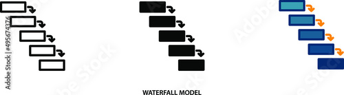 Waterfall development model icon , vector