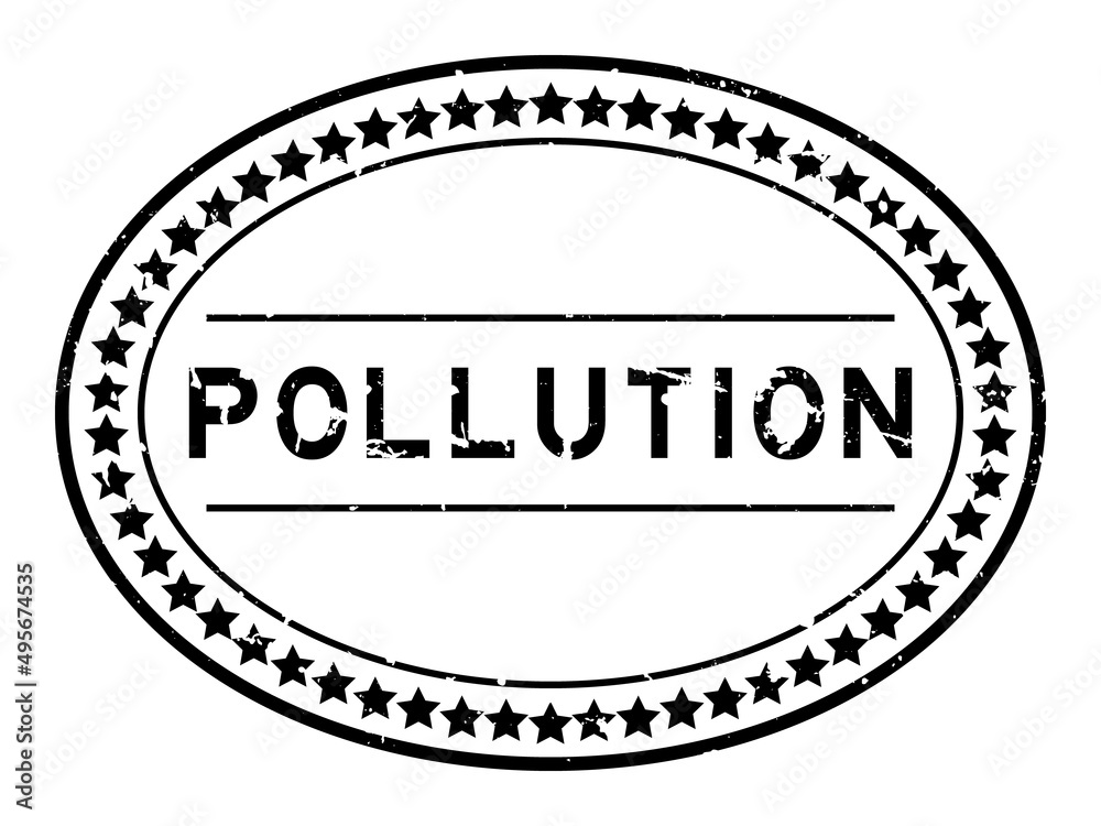 Grunge black pollution word oval rubber seal stamp on white background Grunge black pollution word oval rubber seal stamp on white background