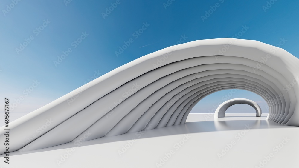 Fototapeta premium Abstract architecture background arched interior 3d render