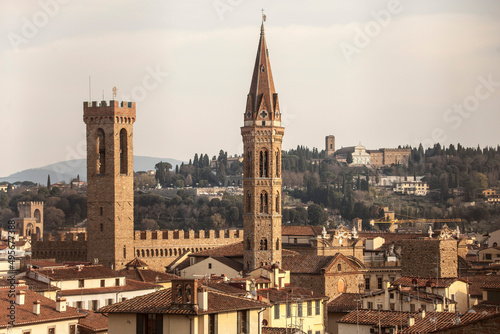 Italia, Toscana, Firenze, campanili del Bargello e della Badia Fiorentina. photo