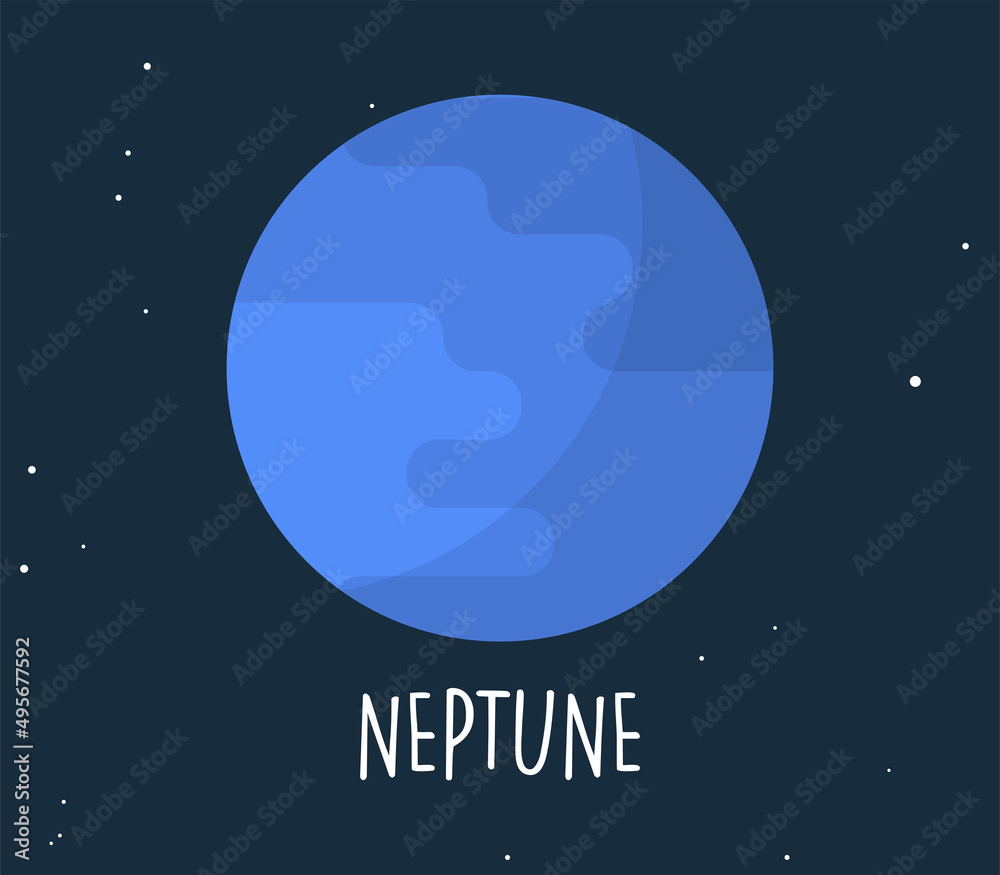Planet and simple sphere on space background flat illustration.