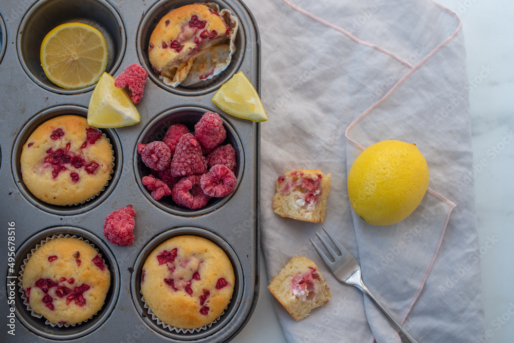 Freshly baked blueberry ricotta muffins with lemon Freshly baked blueberry ricotta muffins with lemon