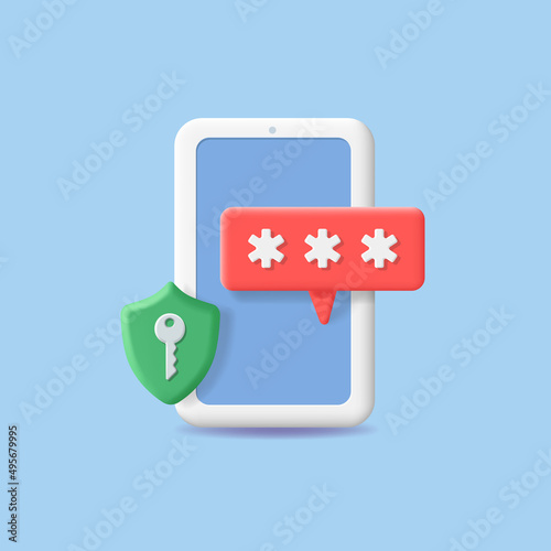 Mobile security concept. Phone with enter password code. Smartphone verification security authorization Two step authentication. Key and code. Vector