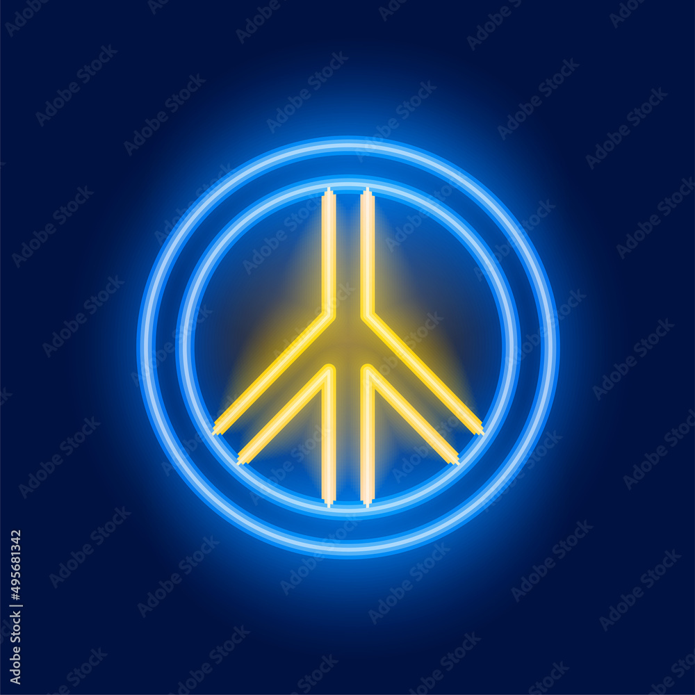 peace symbol in ukraine flag colors to stop the conflict