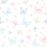 Vector butterfly seamless repeat pattern, pastel background.