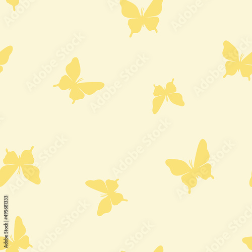 Vector butterfly seamless repeat pattern, yellow background. © Kati Moth