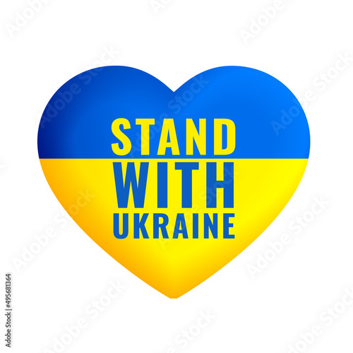 ukraine flag heart with stand with ukraine message