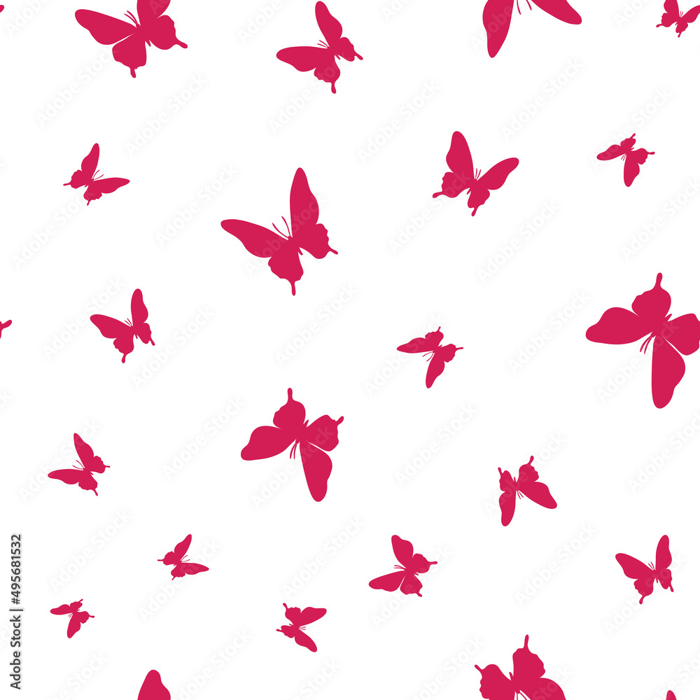 Vector butterfly seamless repeat pattern red and white, valentines day design Vector butterfly seamless repeat pattern red and white, valentines day design