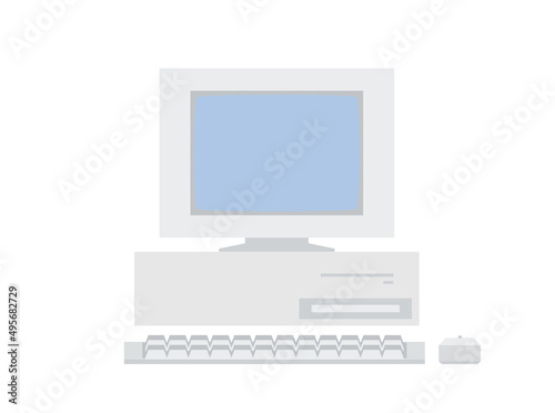 クラシックなパソコンのイラスト　正面図　主線なし