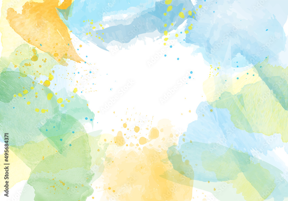 Light watercolor backround border on white. Abstract colorful watercolor for background, hand painted watercolor, watercolor bakcround. Vector.