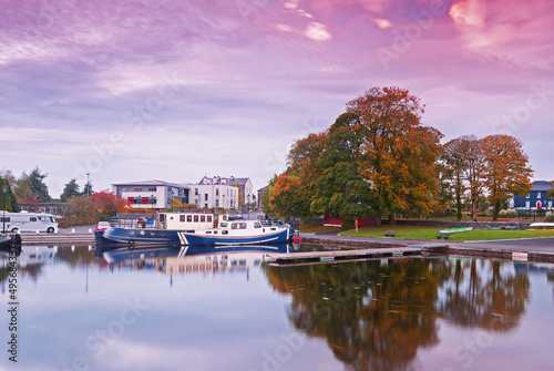 Scenic view of the calm coast in the Shannon town, Couty Leitrim, Ireland during sunset photo