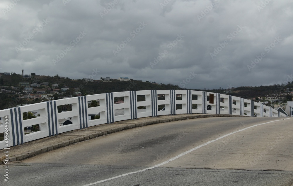 Small white bridge for cars and pedestrians in Knysna