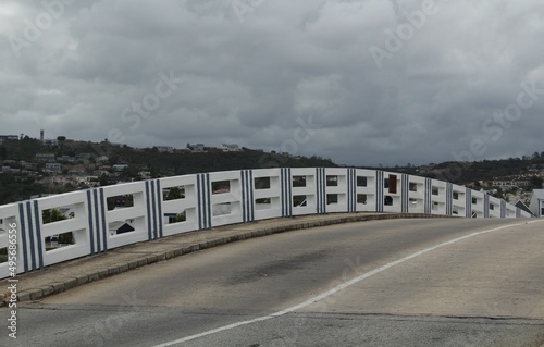 Small white bridge for cars and pedestrians in Knysna