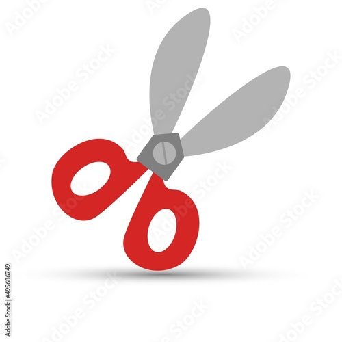 Red scissors vector on white background