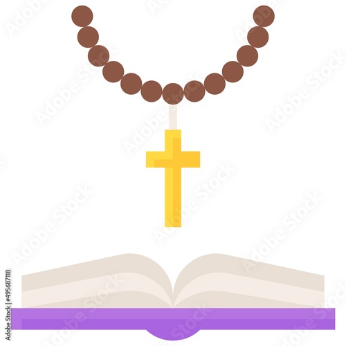 Cross and bible icon, Holy week related vector illustration